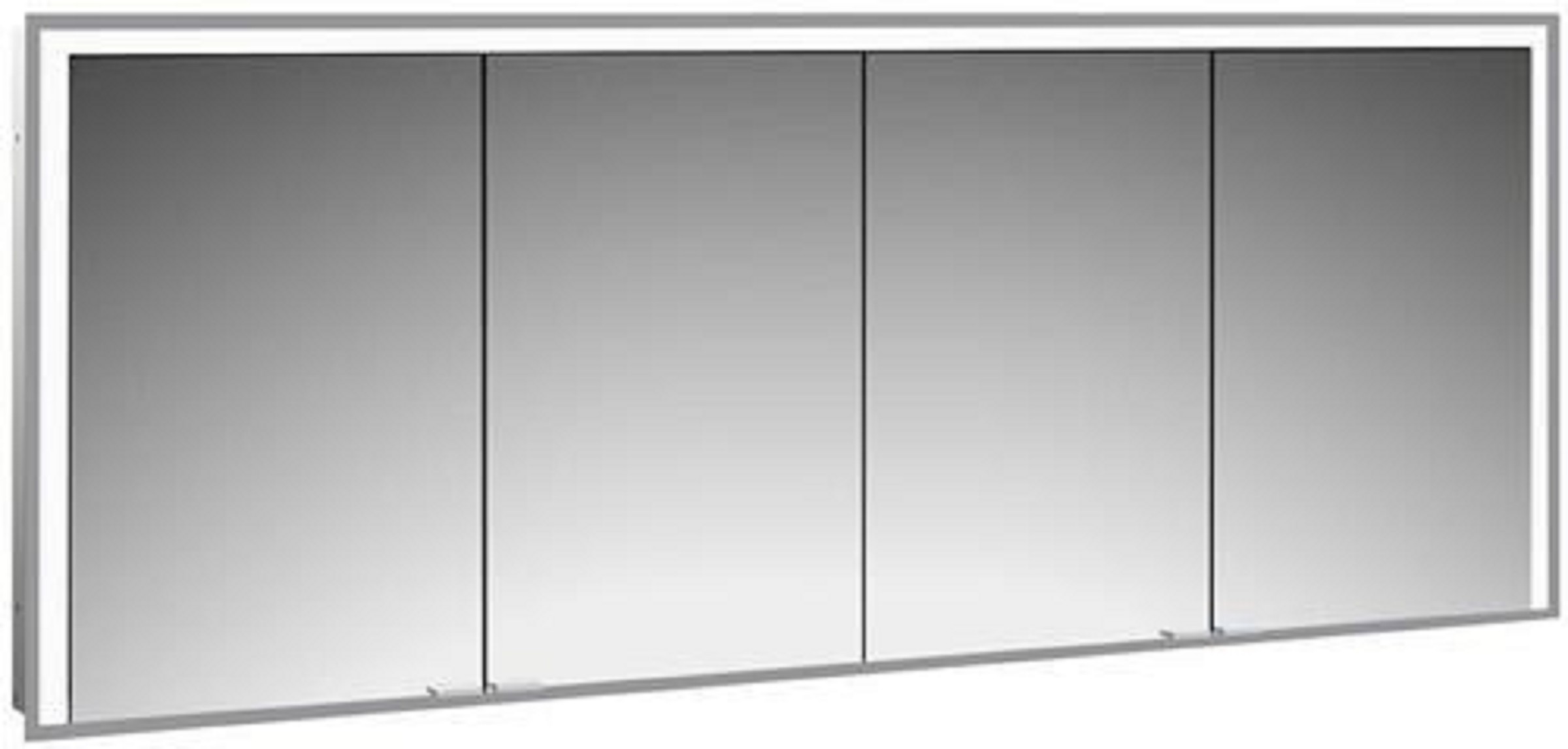 LED-Lichtspiegelschrank | PRIME 3 | Unterputz, 1800 x 730 mm, 4-türig | aluminium/spiegel