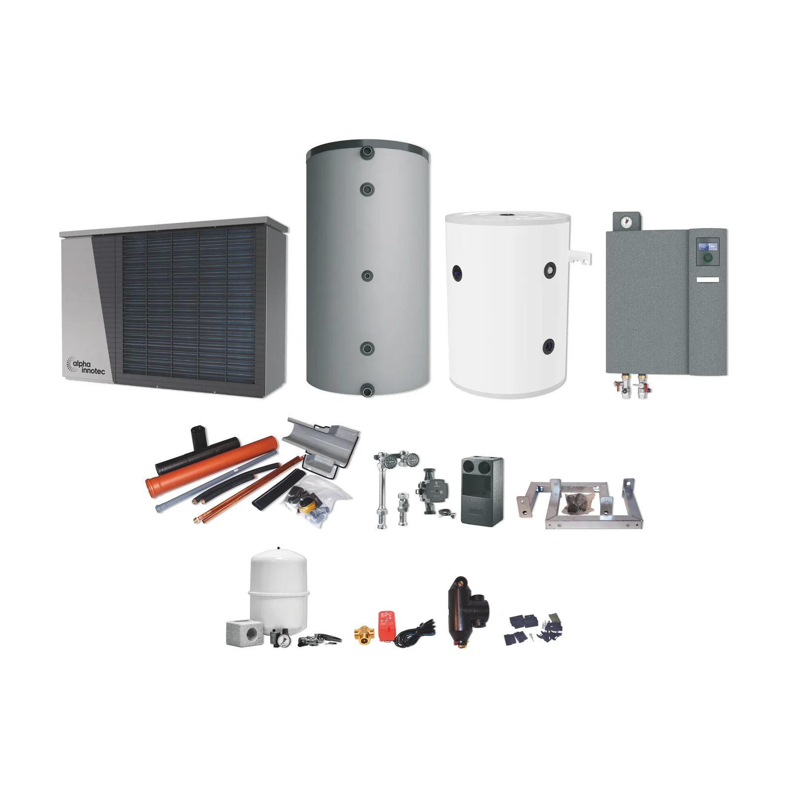 alpha innotec Hybrox 5 Wärmepumpen-Set mit HV 9H, Anschlusspaket Wand, WWS 202 und WTPSK 101