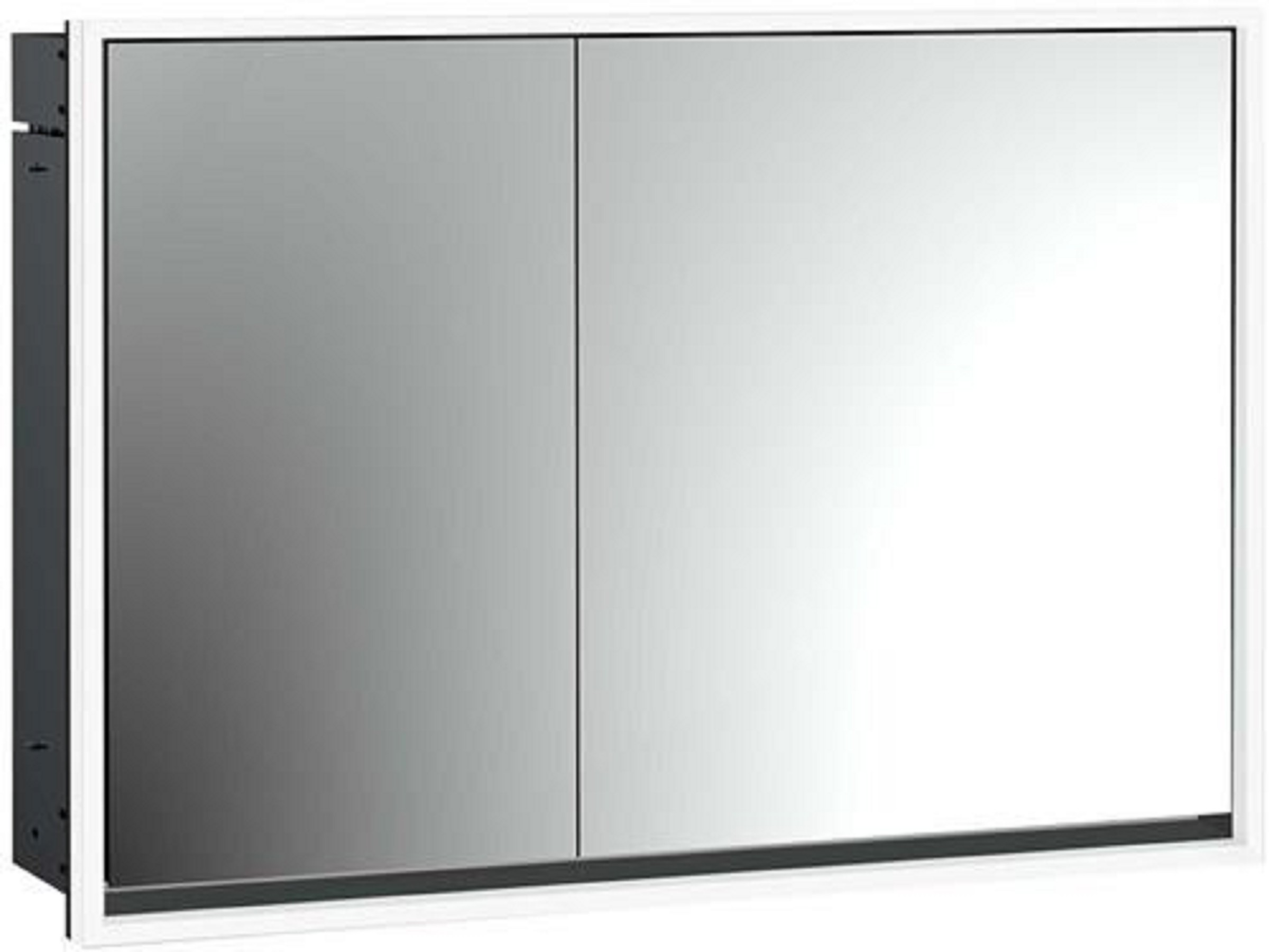 LED-Lichtspiegelschrank | LOFT | Aufputz, 1000 x 733 mm, 2-türig, breite | schwarz/spiegel