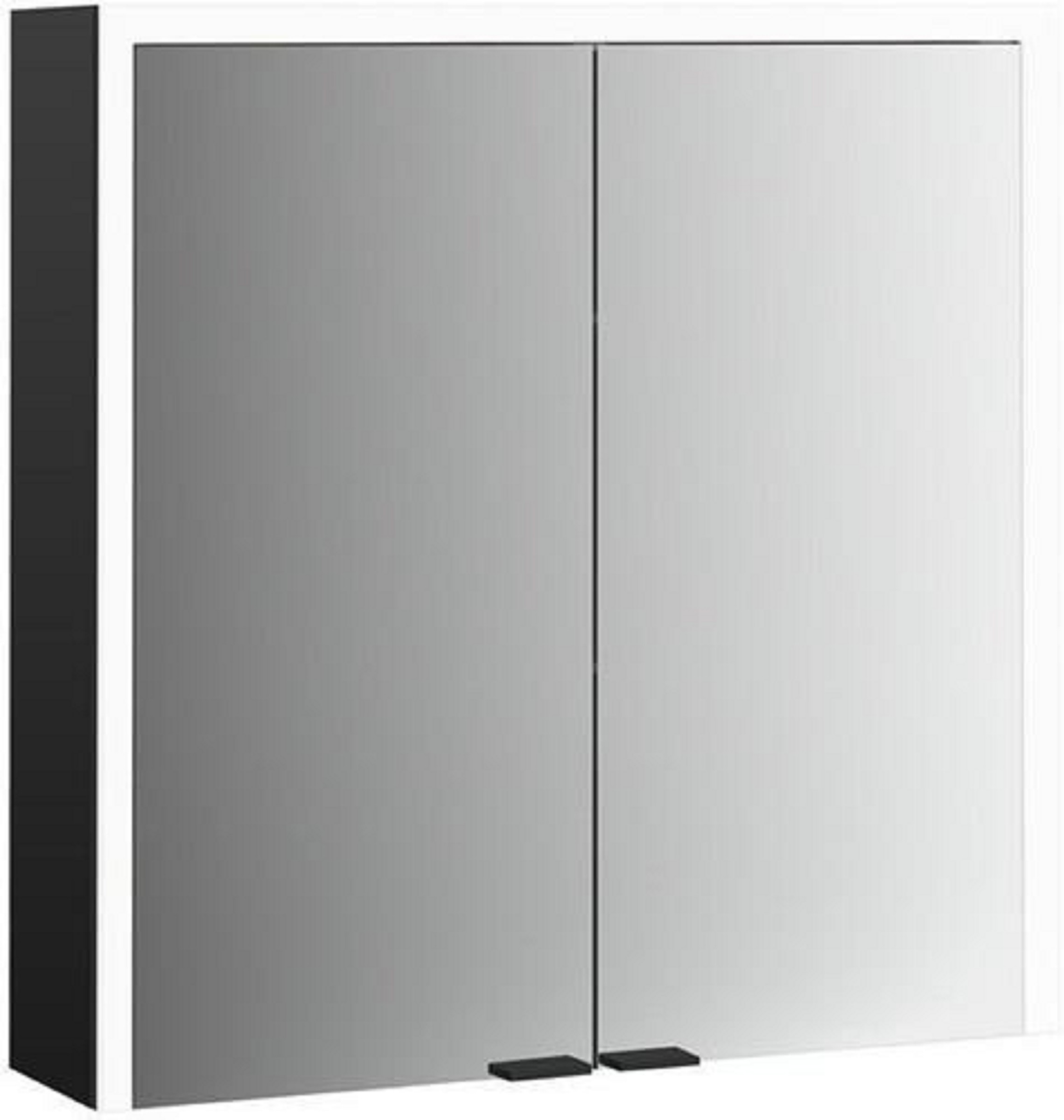 LED-Lichtspiegelschrank | PRIME 3 | Aufputz, 800 x 700 mm, 2-türig | schwarz/spiegel
