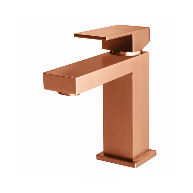 Waschbeckenarmatur Einhebel viereckig Kupfer gebürstet