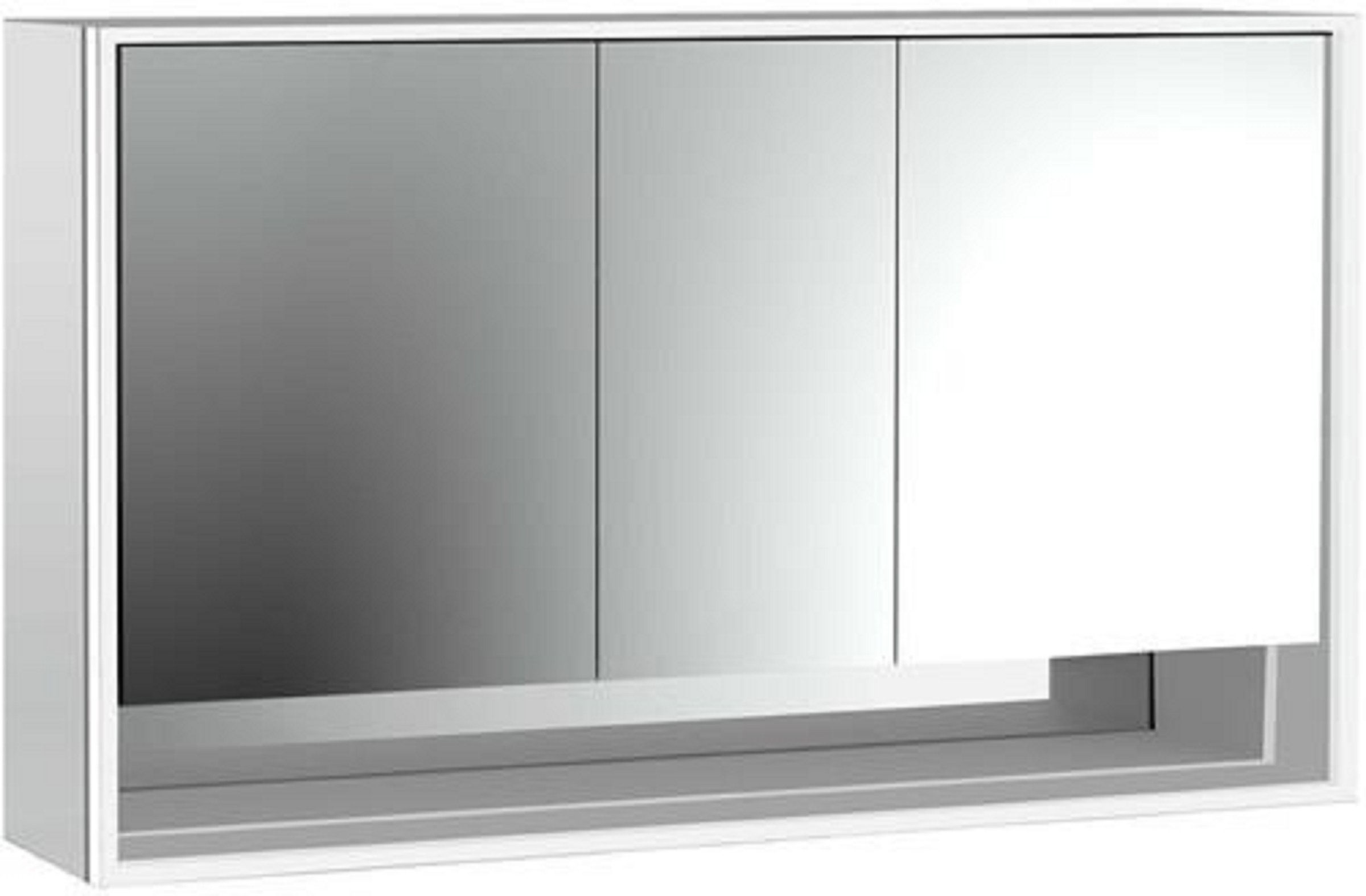LED-Lichtspiegelschrank | LOFT | Aufputz, 1600 x 733 mm, 3-türig, Unterfa | Aluminium/weiß
