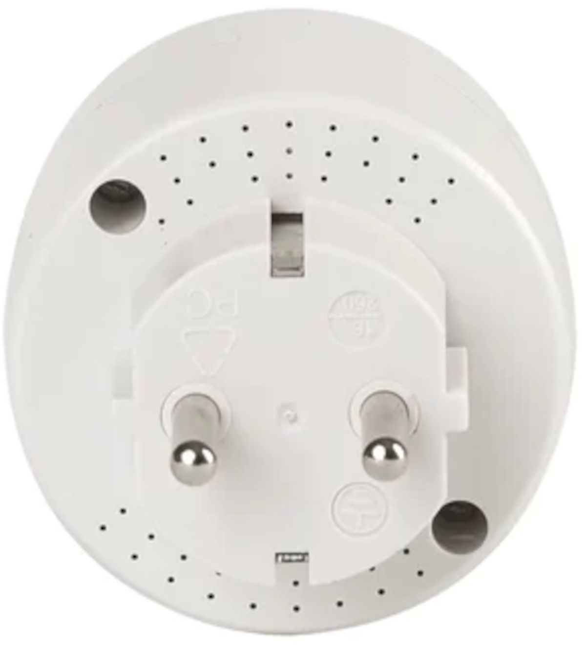 Smart Home Schaltsteckdose 16 A, Rückansicht, auf weißem Hintergrund