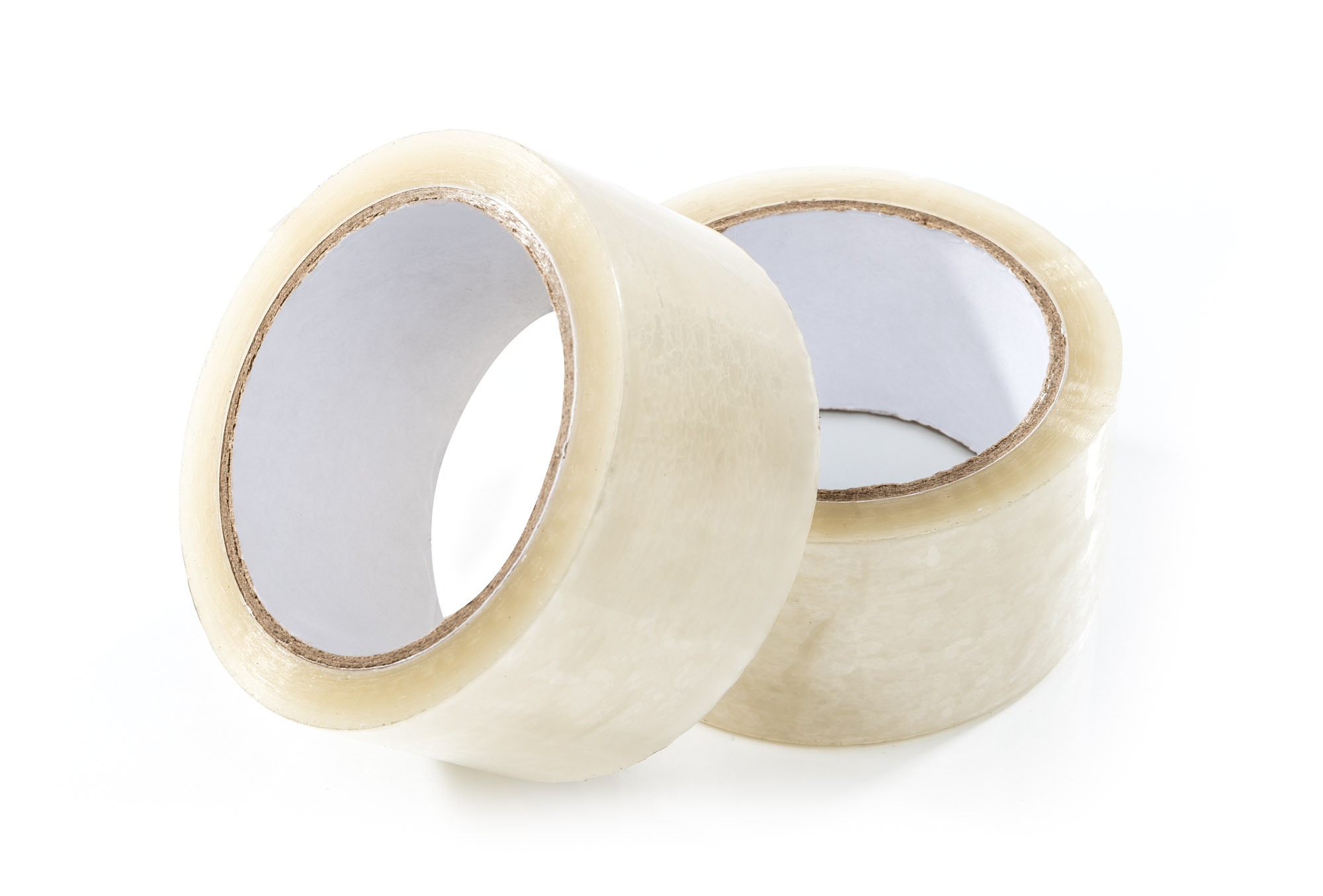 PP-Klebeband transparent 50 mm breit, 66 m | Home Perfect PP-Klebeband transparent 50 mm breit, 66 m, 2 Rollen vor weißem Hintergrund
