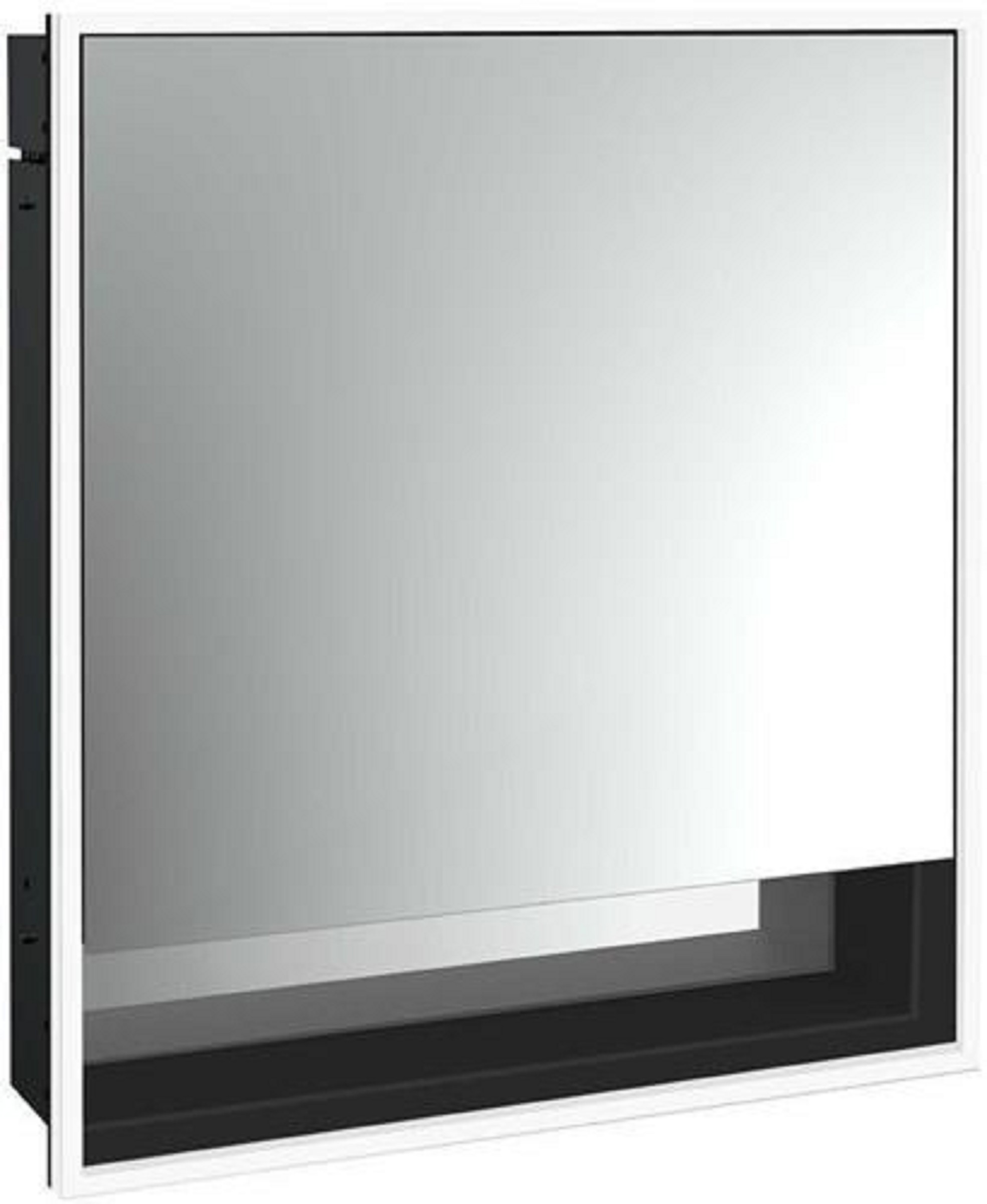 LED-Lichtspiegelschrank | LOFT | Unterputz, 600 x 733 mm, 1-türig, Anschl | schwarz/Spiegel