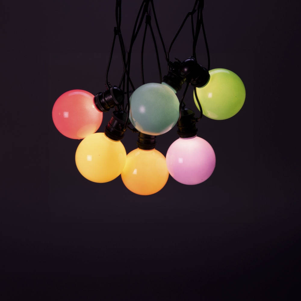 Konstsmide | LED Solar Party Lichterkette | smokey brown | 10 bunte Dioden | inkl. Fernbedienung und USB Kabel