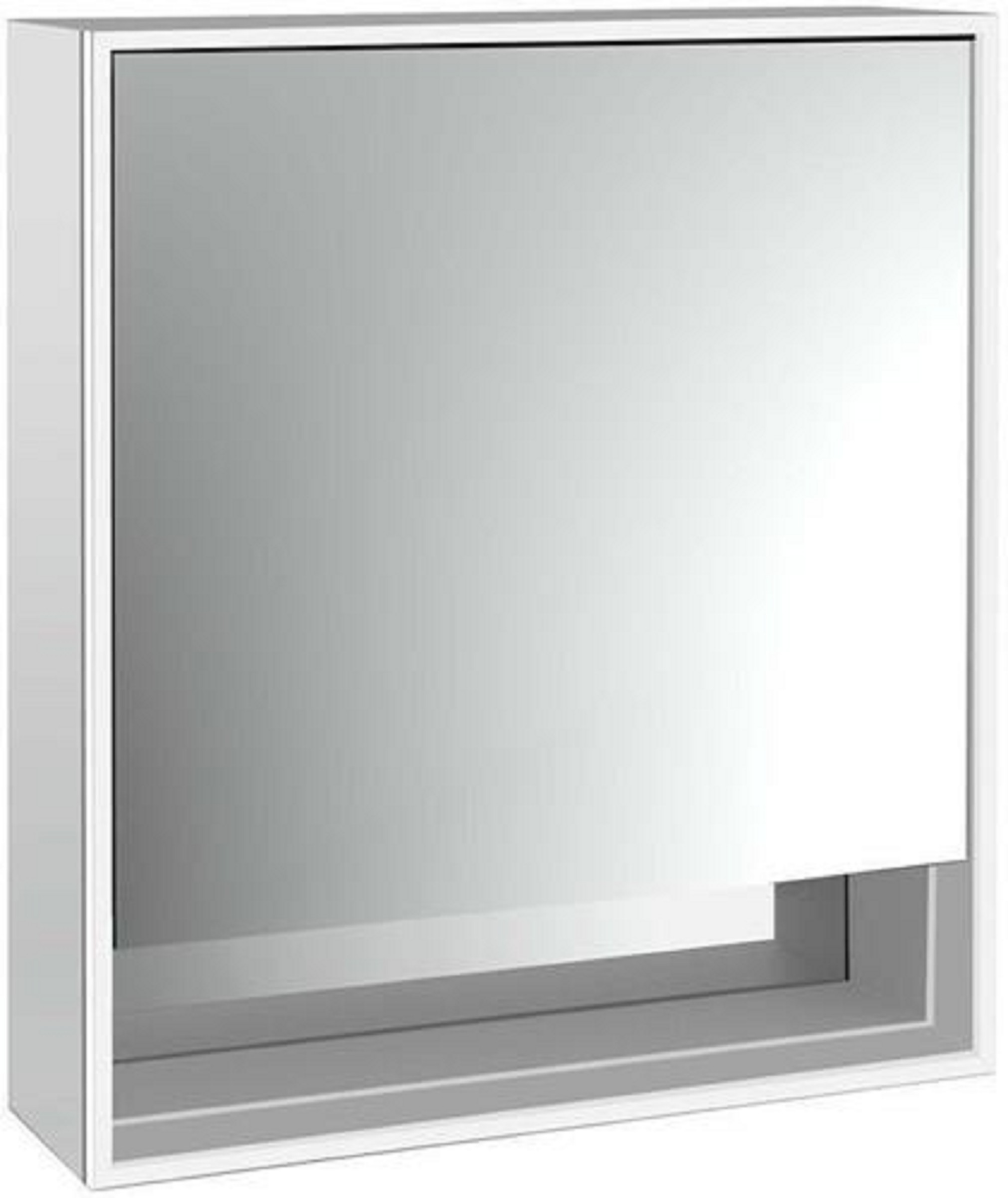 LED-Lichtspiegelschrank | LOFT | Aufputz, 600 x 733 mm, 1-türig, Anschlag | Aluminium/weiß
