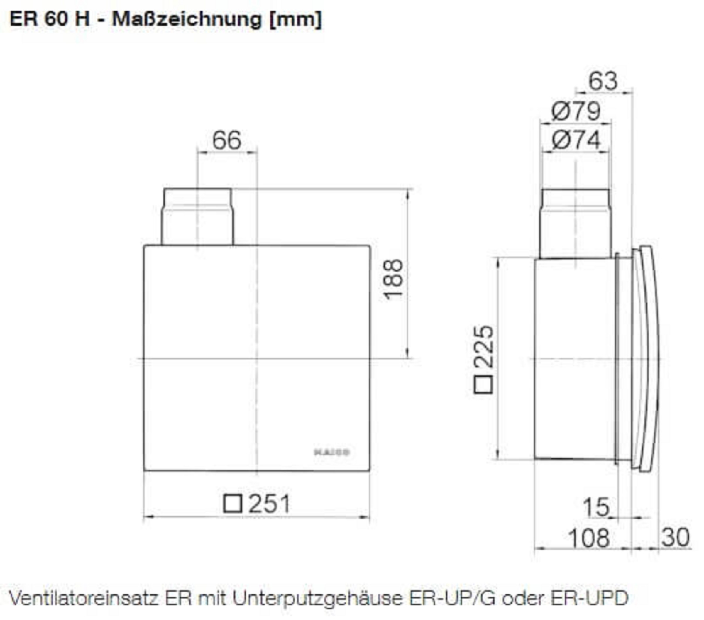 Maico Badlüfter Ventilatoreneinsatz mit Abdeckung Typ ER 60H