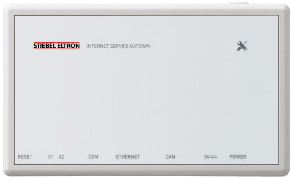 Stiebel Eltron Inernet Service Gateway ISG, Frontalansicht, vor weißem Hintergrund