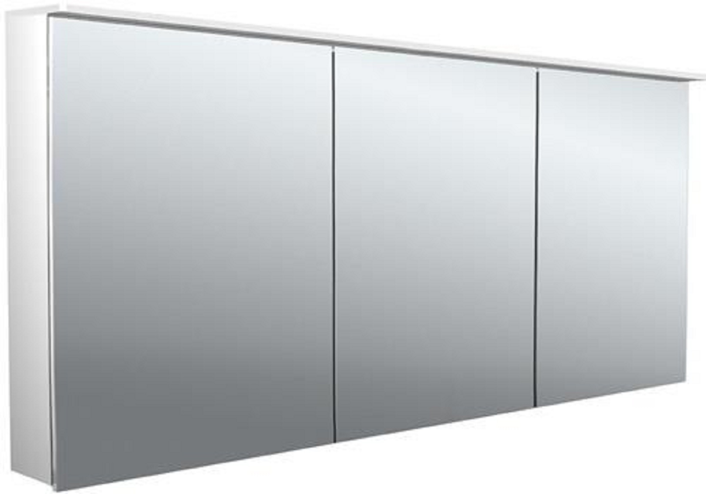 LED-Lichtspiegelschrank | ASIS PURE 2 DESIGN | Aufputz, 1600 x 711 mm, 3-türig | Aluminium