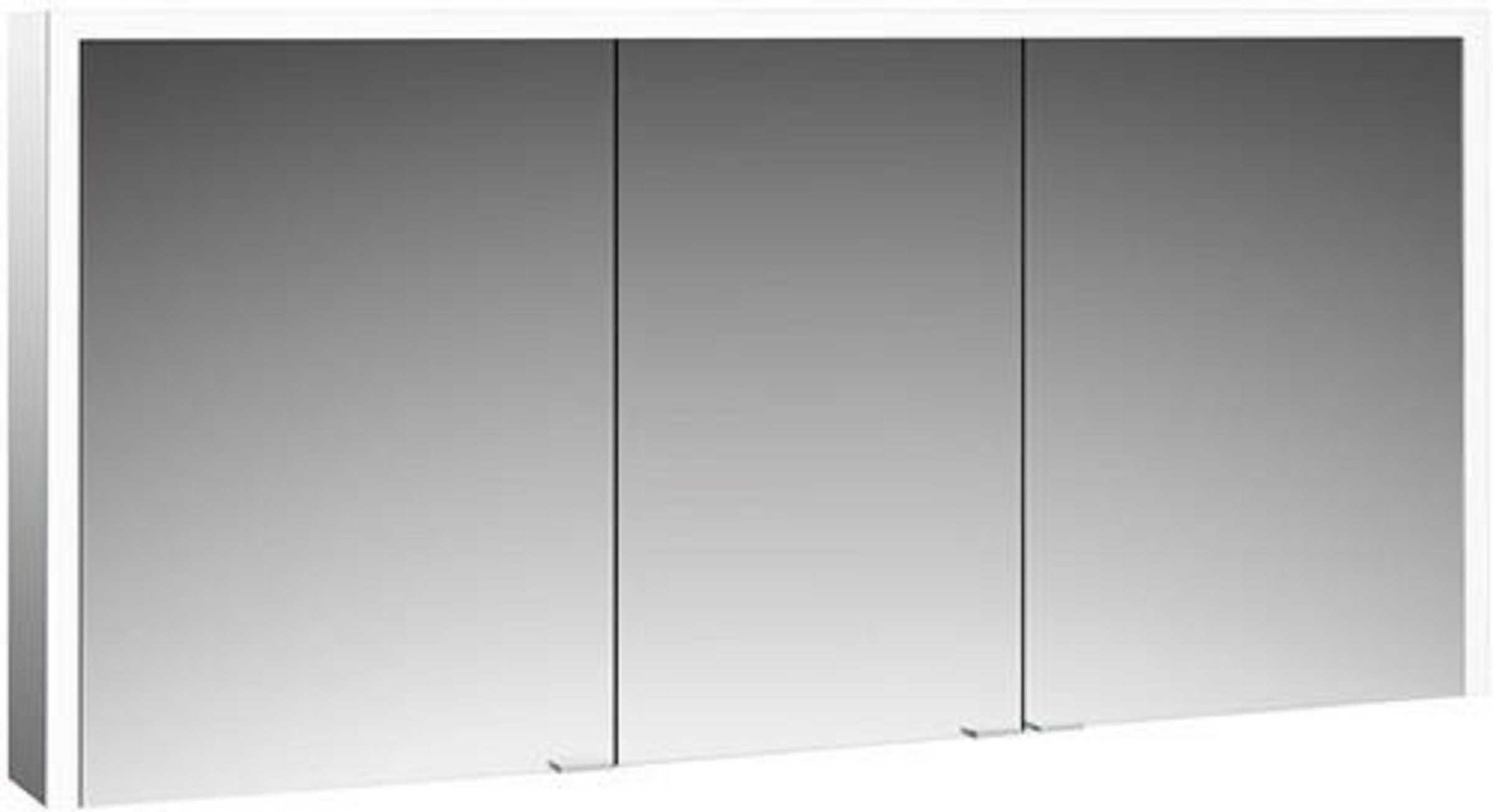 LED-Lichtspiegelschrank | PRIME 3 | Aufputz, 1600 x 700 mm, 3-türig | aluminium/weiß