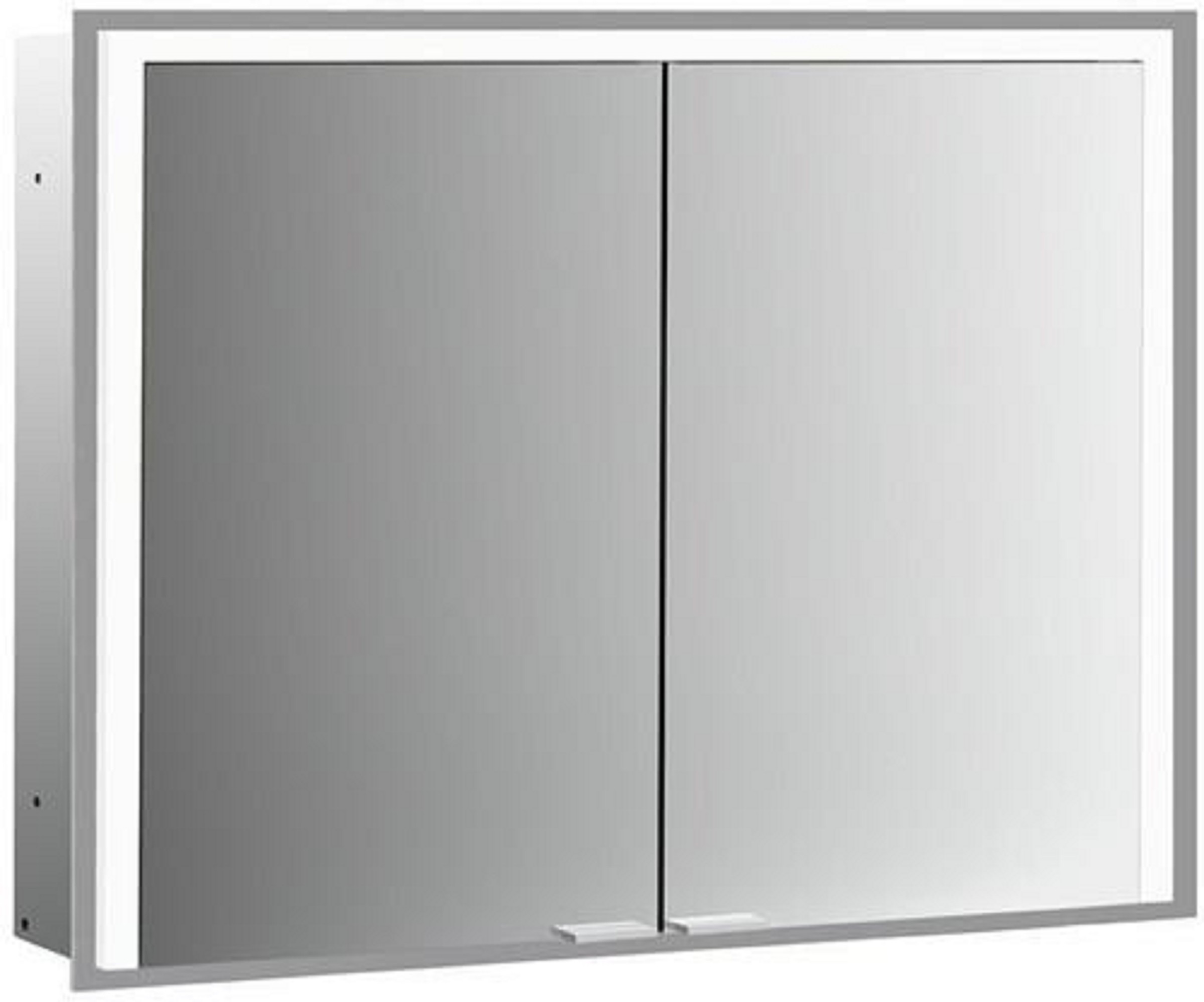LED-Lichtspiegelschrank | PRIME 3 | Unterputz, 1300 x 730 mm, 2-türig | aluminium/spiegel