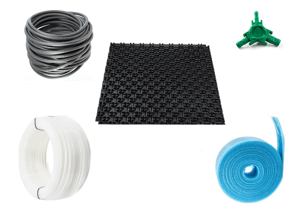 10 m² Noppensystem Fußbodenheizung Set – 11 mm Dämmung EPS WLG 040 – PE-RT 16×2 – VA 10 – ohne Regeltechnik