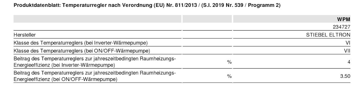 Wärmepumpen-Manager WPM | HomePerfect Wärmepumpen-Manager WPM, EU-Verordnung Nr. 811/2013
