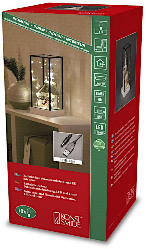 Produktverpackung der LED Szenerie "Weihnachtsdorf mit Kirche"