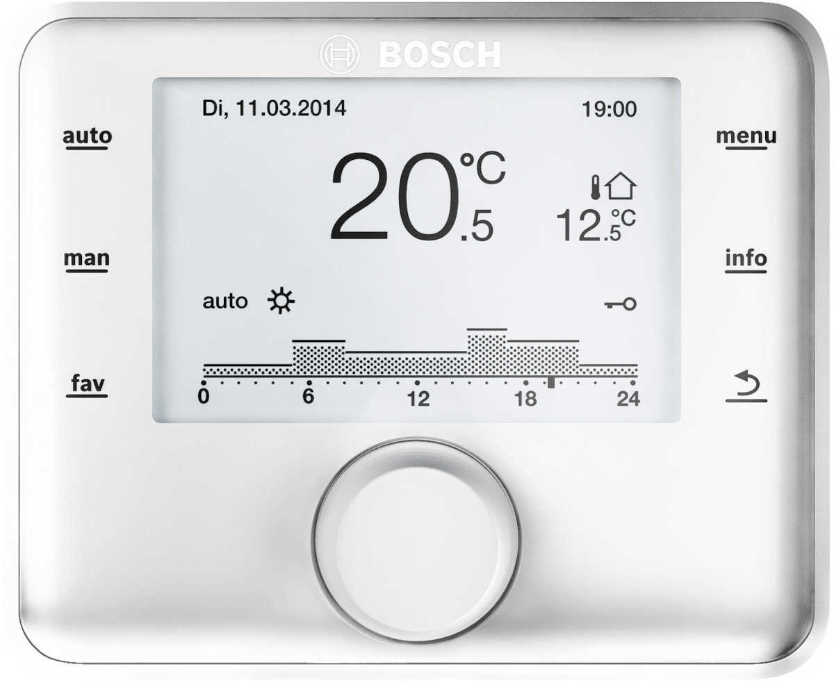 Bosch | Außentemperaturgef. Regler | CW 400, Frontansicht, vor weißem Hintergrund