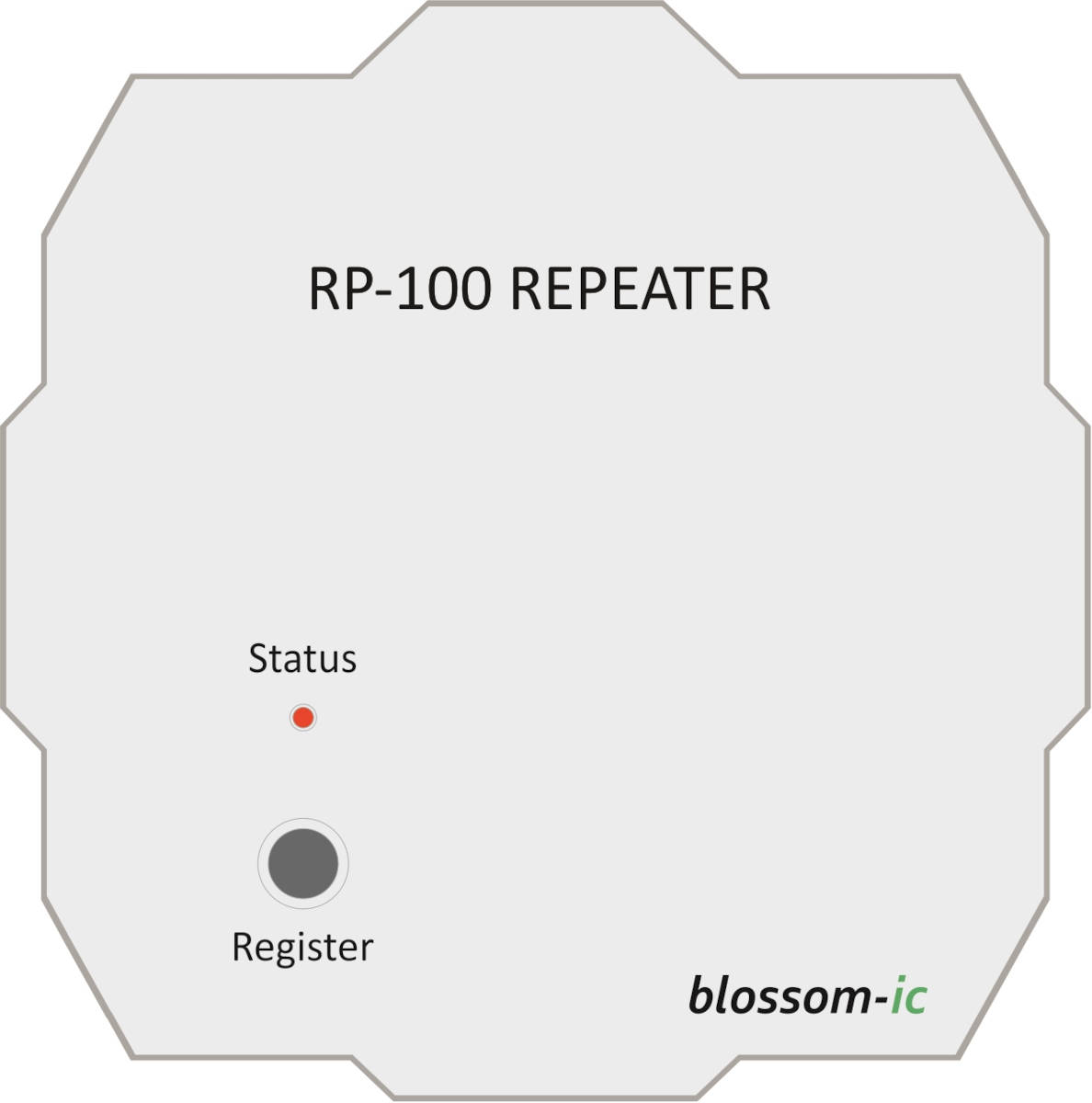 Blossom IC RP-100 Repeater, UP REPR-4090 | Home Perfect Blossom IC RP-100 Repeater, UP REPR-4090, Frontalansicht, Grafik