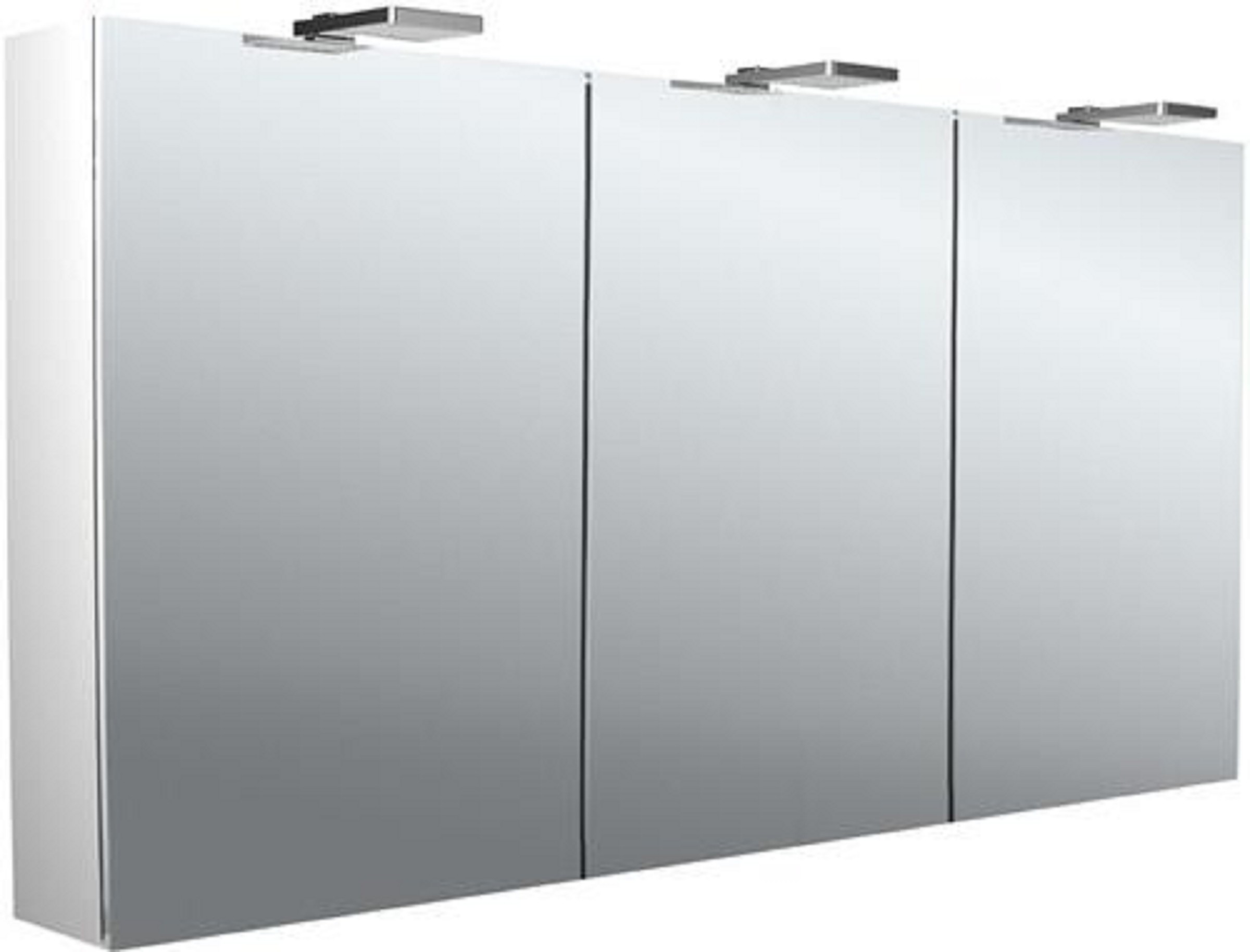 LED-Lichtspiegelschrank | ASIS PURE 2 STYLE | Aufputz, 1400 x 721 mm, 3-türig | Aluminium