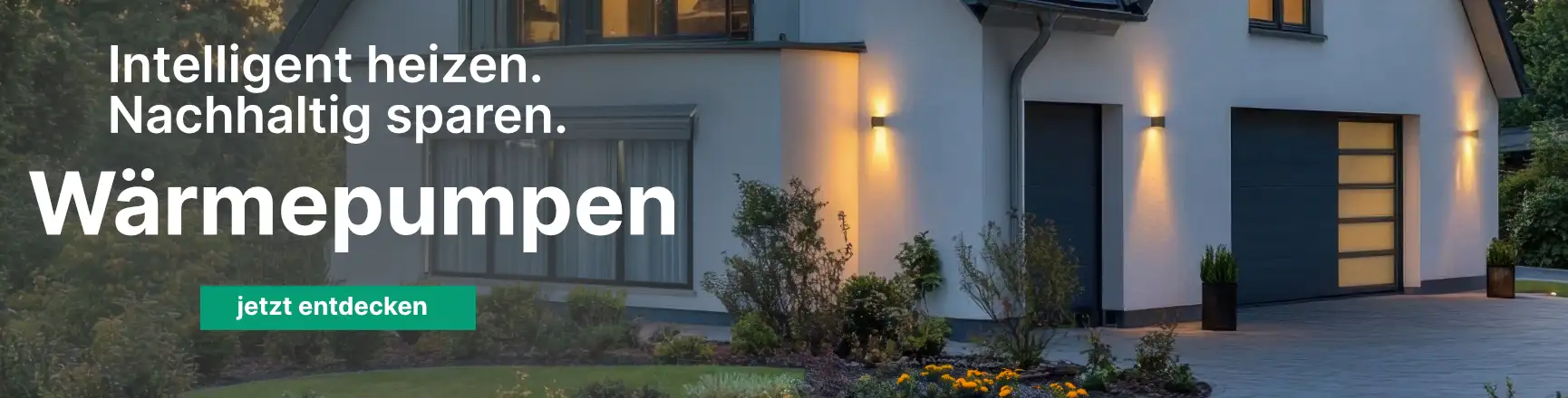 Wärmepumpen entdecken Modernes Haus in Dämmerung