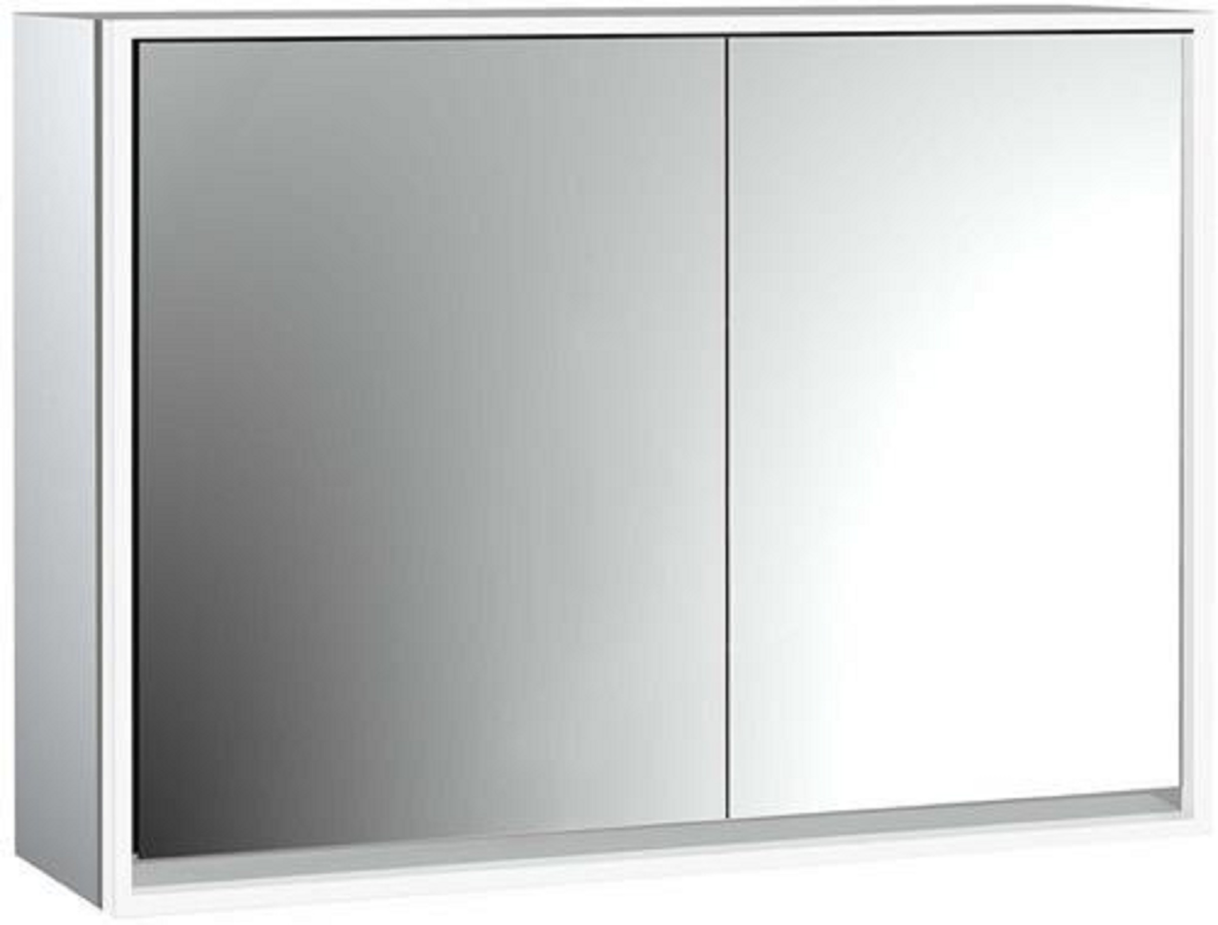 LED-Lichtspiegelschrank | LOFT | Aufputz, 1000 x 733 mm, 2-türig, breite | aluminium/weiß
