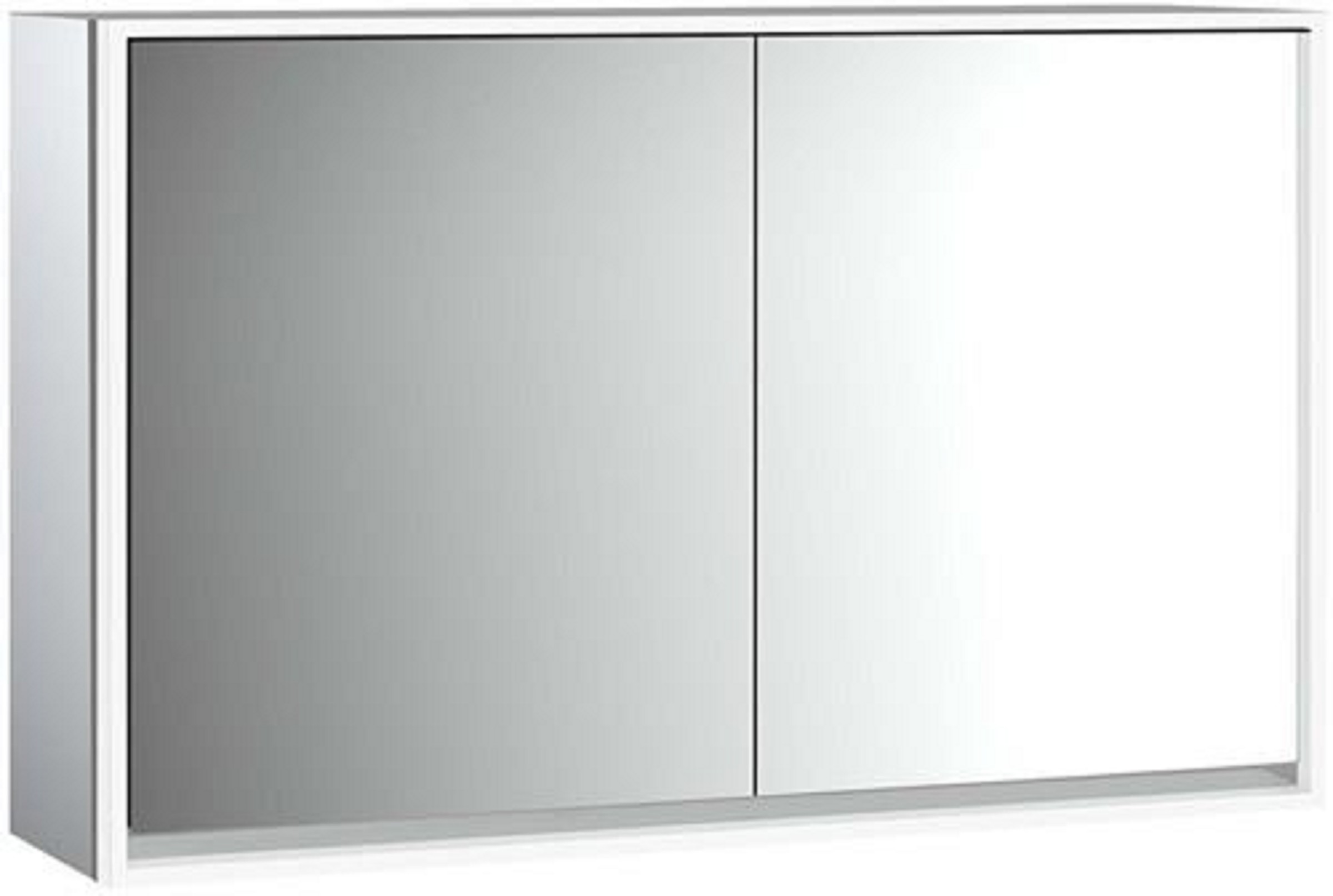 LED-Lichtspiegelschrank | LOFT | Aufputz, 1300 x 733 mm, 2-türig | aluminium/weiß