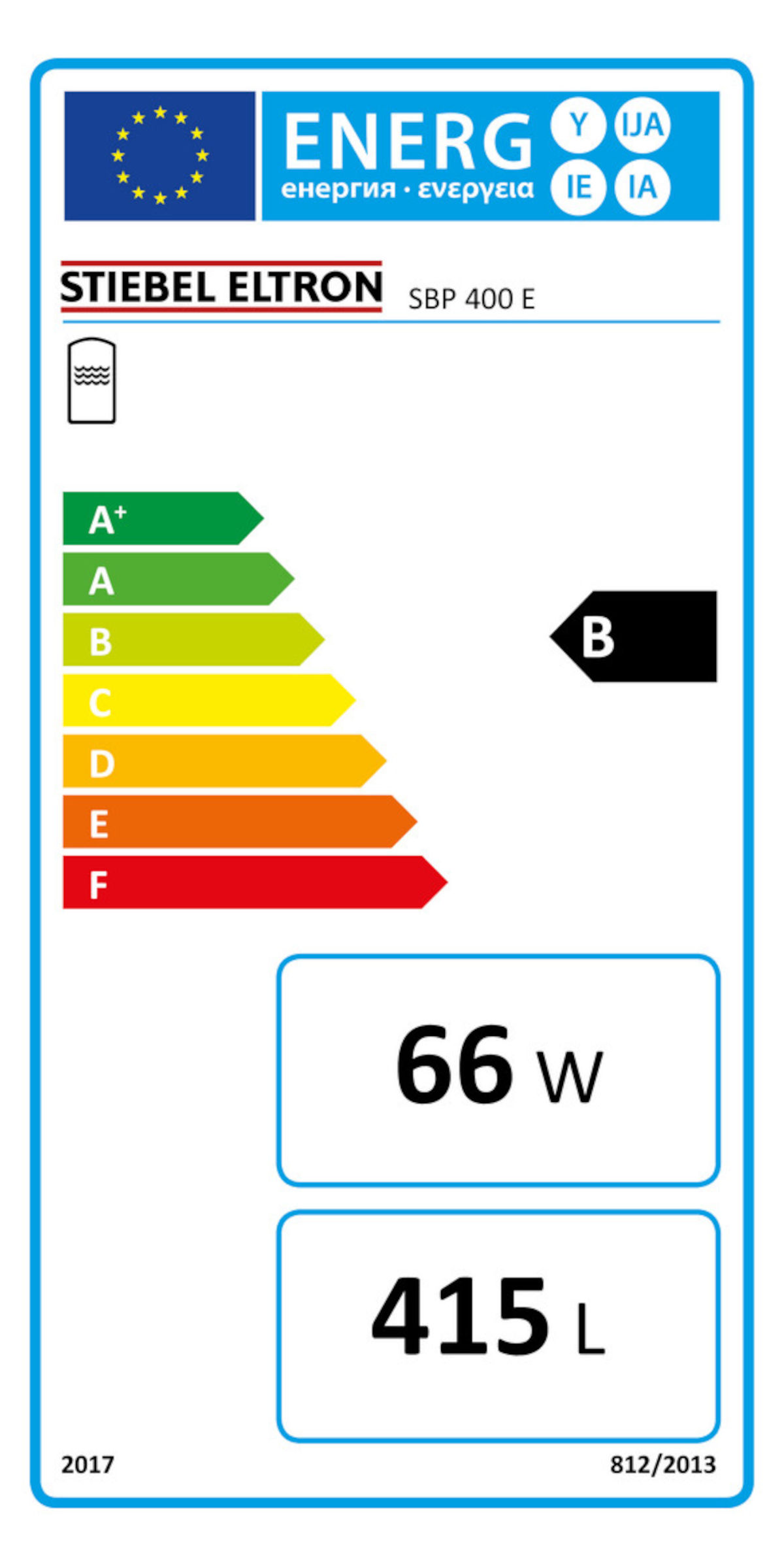Stiebel Eltron Pufferspeicher SBP 400 E, ErP-Label