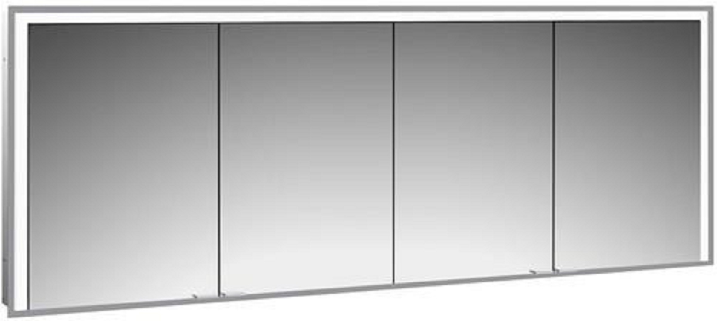 LED-Lichtspiegelschrank | PRIME 3 | Unterputz, 2000 x 730 mm, 4-türig | aluminium/spiegel