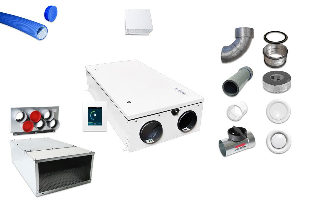 Zewotherm Lüftungspaket 150 m², CF250-R, Touch, weiß Zewotherm Lüftungspaket 150 m², CF250-R, Touch, weiß