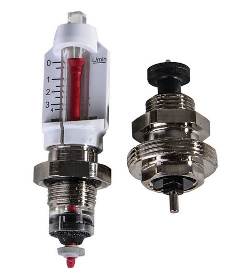 Durchflußmengenmesser 0-4 l/min, Ansicht beider Teile