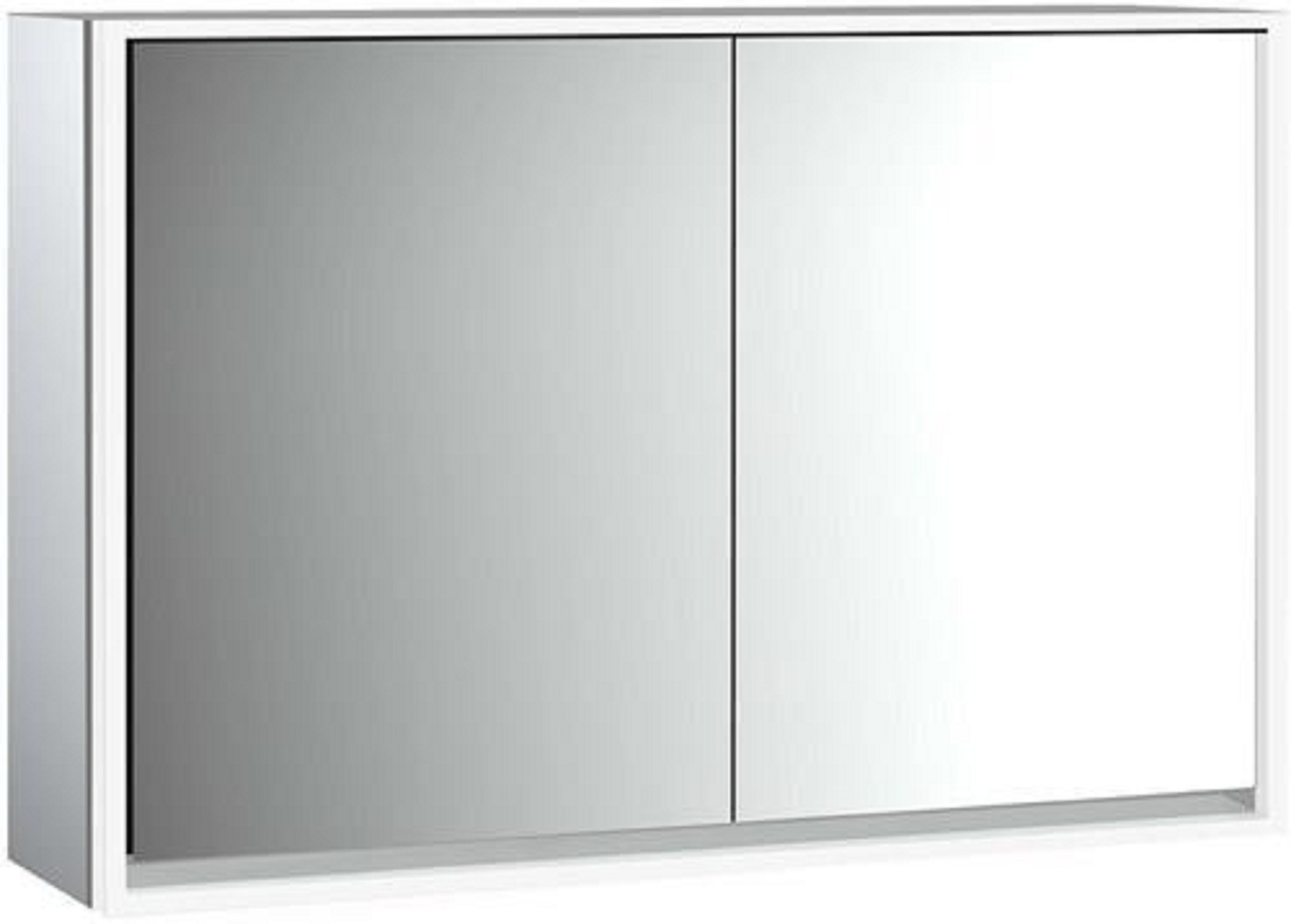LED-Lichtspiegelschrank | LOFT | Aufputz, 1200 x 733 mm, 2-türig | aluminium/weiß