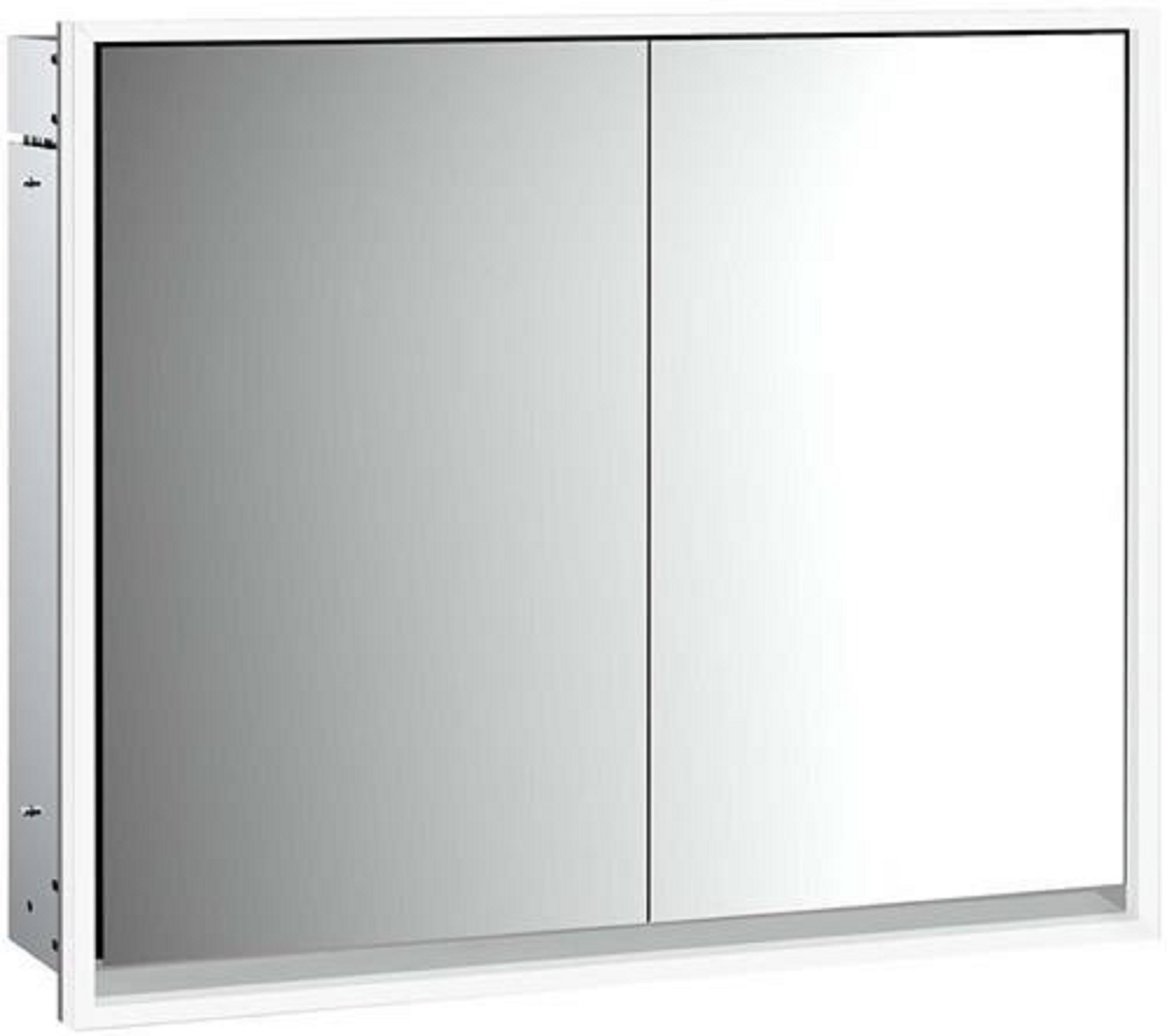 LED-Lichtspiegelschrank | LOFT | Unterputz, 800 x 733 mm, 2-türig | aluminium/weiß