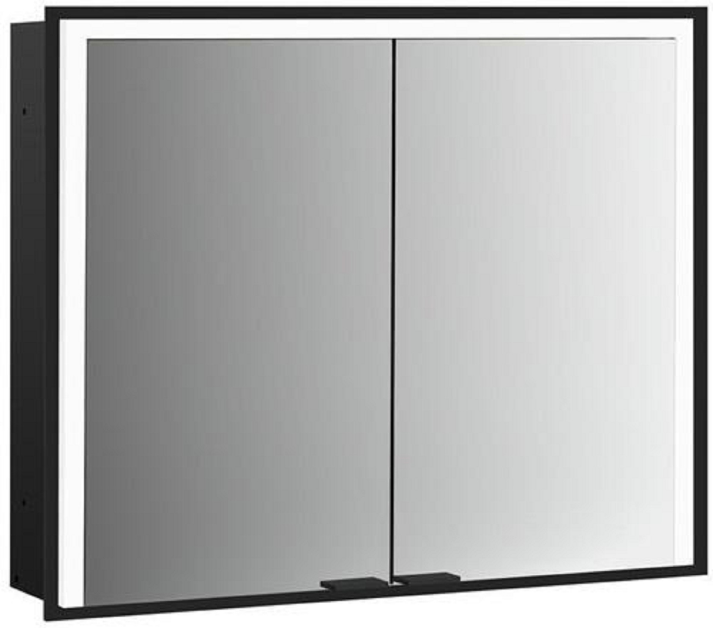 LED-Lichtspiegelschrank | PRIME 3 | Unterputz, 1200 x 730 mm, 2-türig | schwarz/spiegel