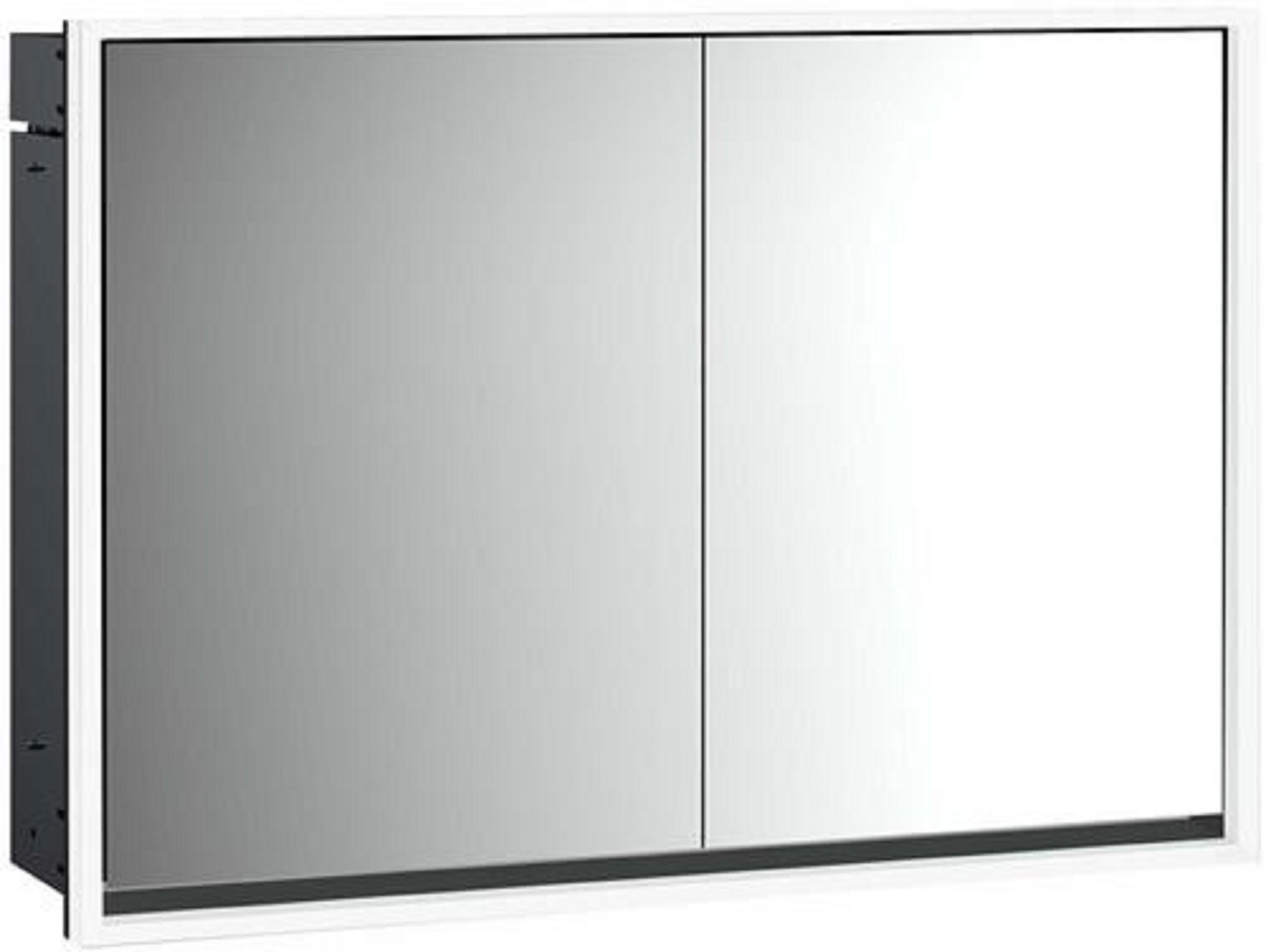 LED-Lichtspiegelschrank | LOFT | Unterputz, 1000 x 733 mm, 2-türig | schwarz/spiegel
