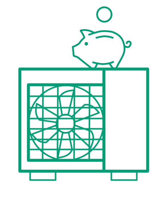 Icon Wärmepumpe mit Sparschwein