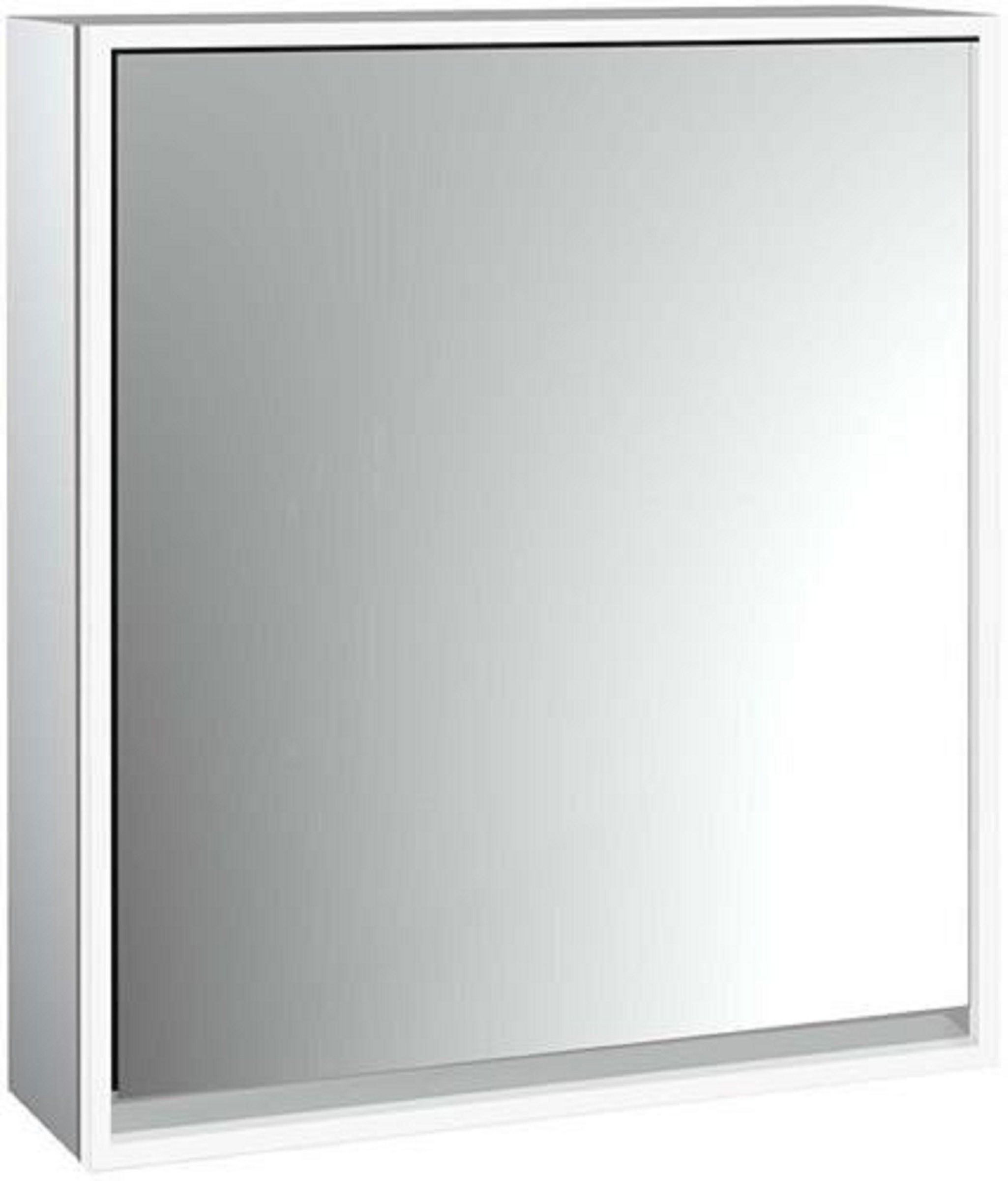 LED-Lichtspiegelschrank | LOFT | Aufputz, 600 x 733 mm, 1-türig, Anschlag | aluminium/weiß