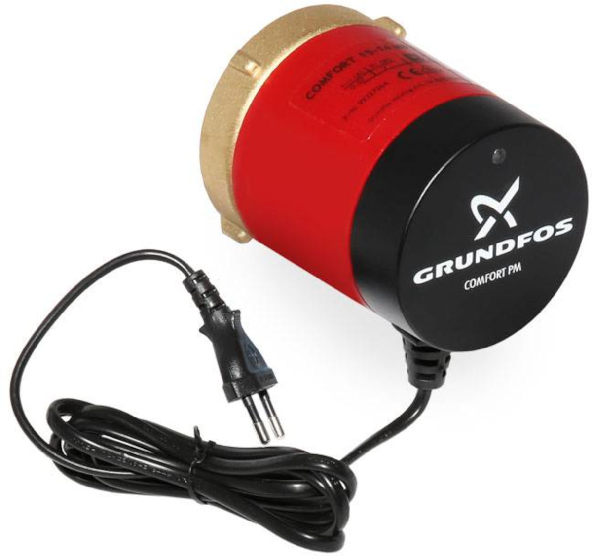 Grundfos Austauschkopf COMFORT, mit Schuko-Stecker, Seitensicht, auf weißem Hintergrund