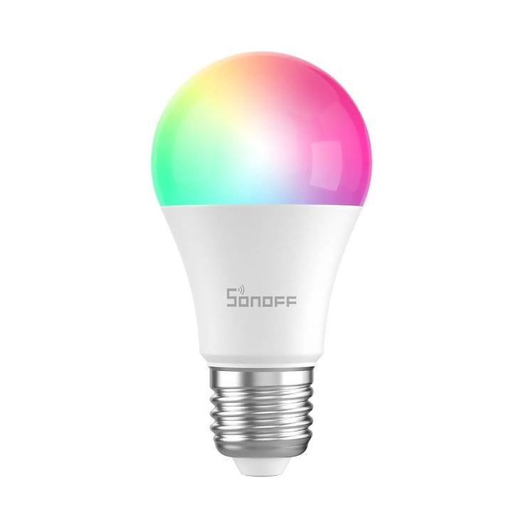 SONOFF Leuchtmittel B05-B-A60 Wifi LED RGB Lampe, vor weißem Hintergrund, Frontansicht
