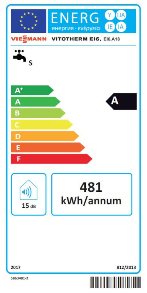 Viessmann Komfort-Durchlauferhitzer Vitotherm EI6 18kW, Energielabel