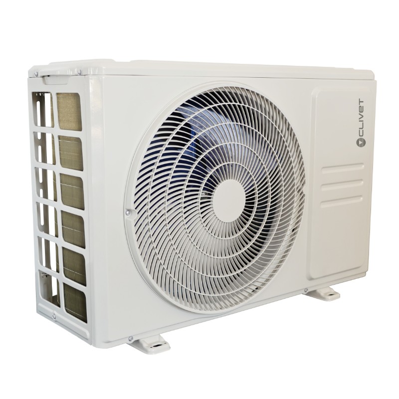 Clivet 5,3 kW EZCool Außeneinheit MONOSplit, Frontalansicht, vor weißem Hitnergrund