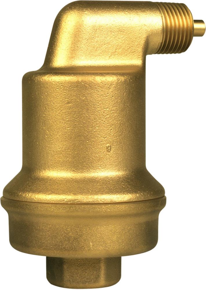 Installation-Spirotech-Luftabscheider-Spirotop-1/2"-IG-AB050 Spirotech-Luftabscheider aus Messing senkrecht aufgesellt mit Anschluss oben rechts und unten