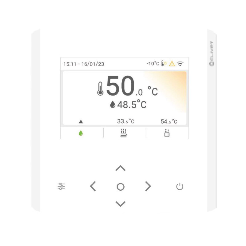 Clivet Bedieneinheit für Edge F weiß | Home Perfect Clivet Bedieneinheit für Edge F weiß, Frontalansicht, vor weißem Hintergrund