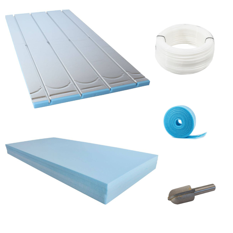 XPS Trockenbauset 10m², PE-RT Heizrohr 16x2mm, mit Randdämmstreifen