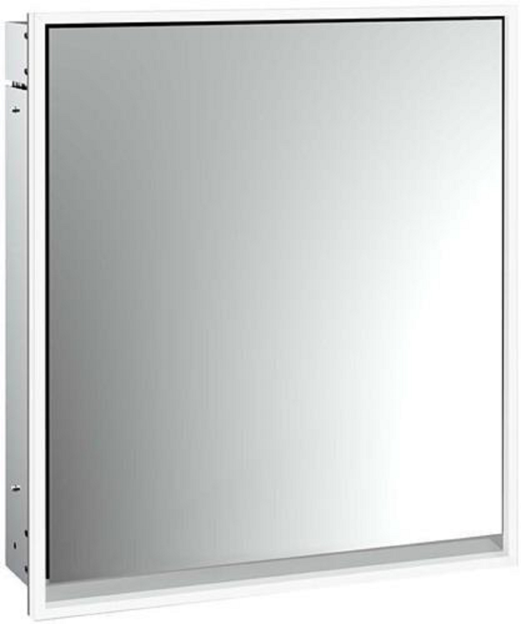 LED-Lichtspiegelschrank | LOFT | Unterputz, 600 x 733 mm, 1-türig, Anschl | aluminium/weiß