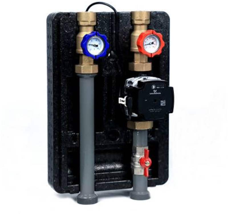 ZEWO WP-ECO Pumpengruppe DN 25, ohne Mischer | Home Perfect ZEWO WP-ECO Pumpengruppe DN 25, ohne Mischer, Frontansicht, vor weißem Hintergrund