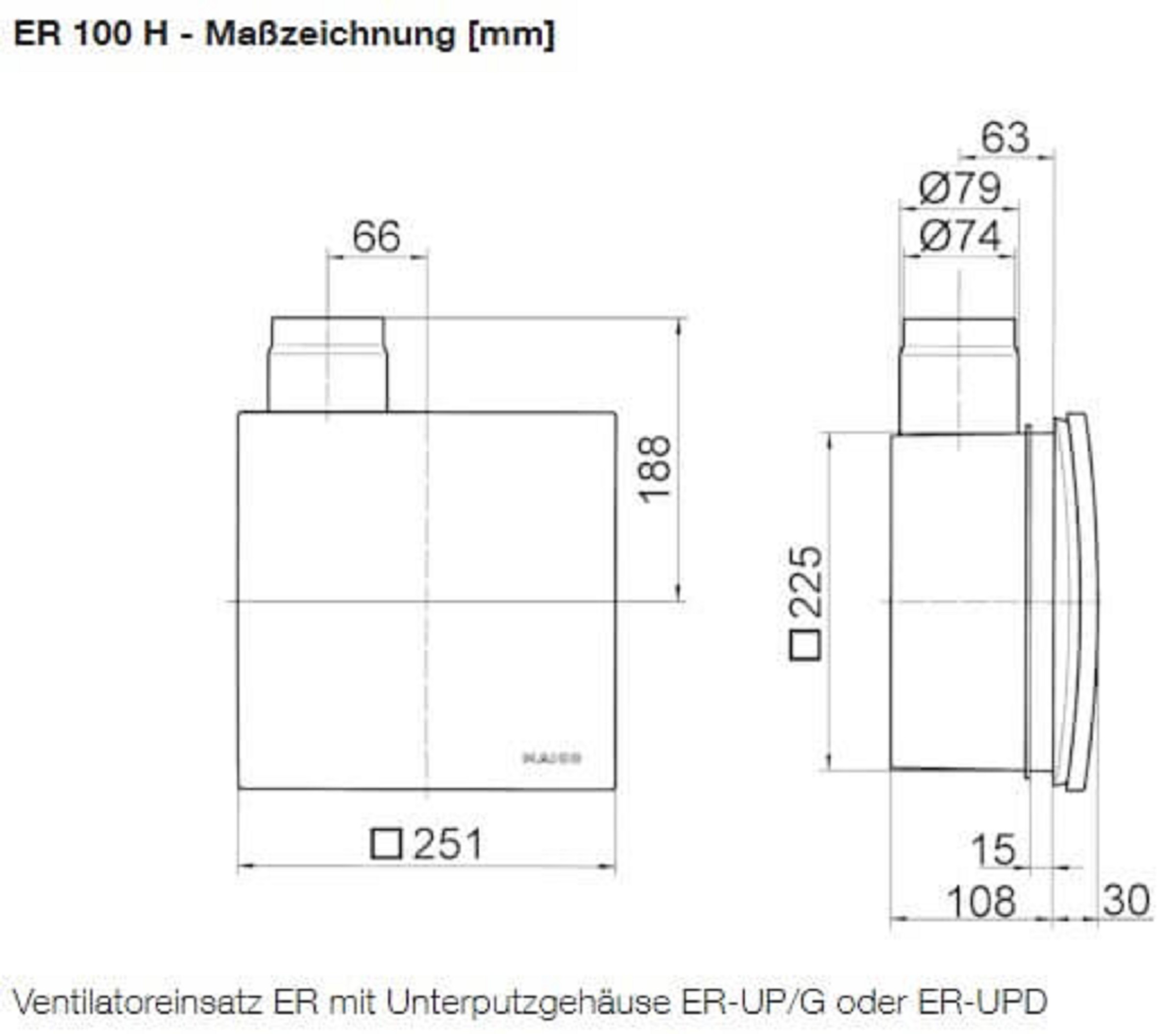 Maico Badlüfter Ventilatoreneinsatz mit Abdeckung, Typ ER100H