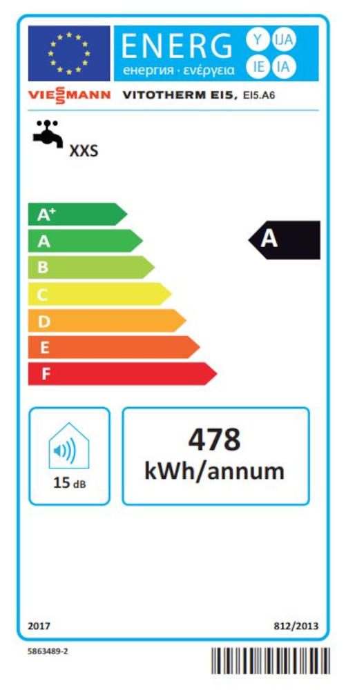 Viessmann Mini-Durchlauferhitzer Vitotherm EI5.A6 5,7kW, Energielabel