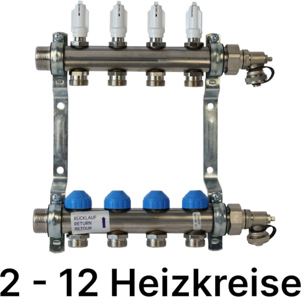 Dynamischer Heizkreisverteiler Premium mit automatischer Durchflussregelung, 2-12 Heizkreise Dynamischer Heizkreisverteiler Premium mit automatischer Durchflussregelung, 2-12 Heizkreise