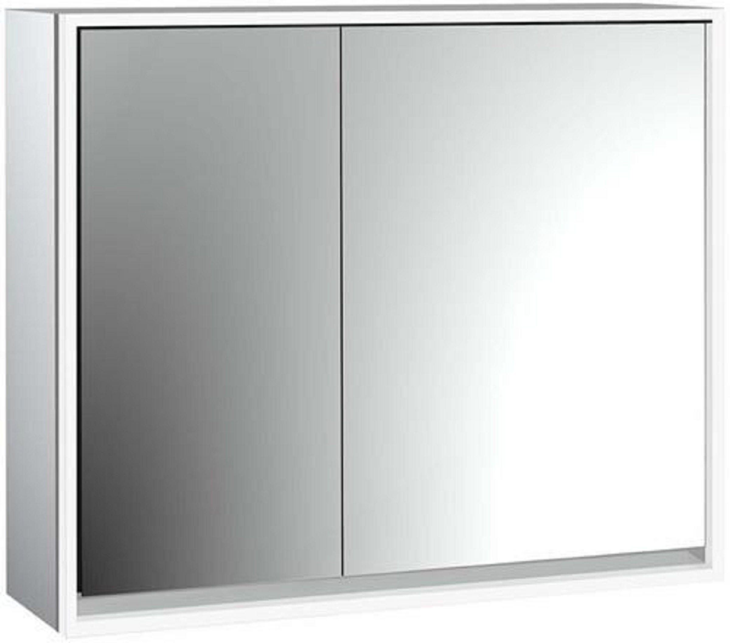 LED-Lichtspiegelschrank | LOFT | Aufputz, 800 x 733 mm, 2-türig, breite T | aluminium/weiß