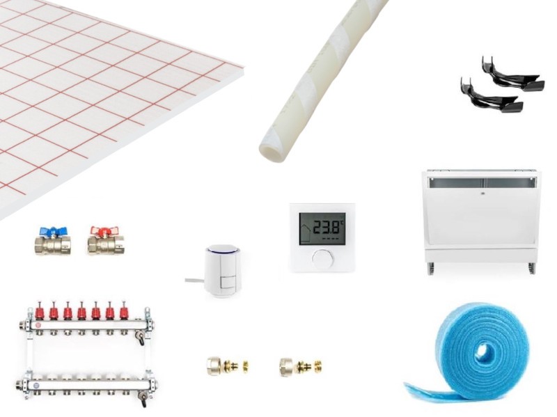 Klettsystem Komplettset Fußbodenheizung mit standard Regler, 90 m²