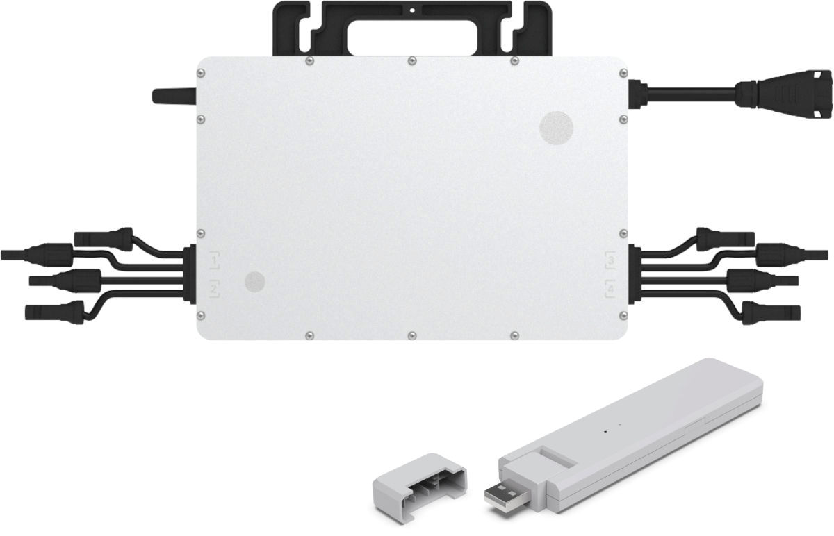 Hoymiles HM-1600-4T & DTU-WLite-S Set | Home Perfect Hoymiles HM-1600-4T & DTU-WLite-S, Setansicht frontal, auf weißem Hintergrund